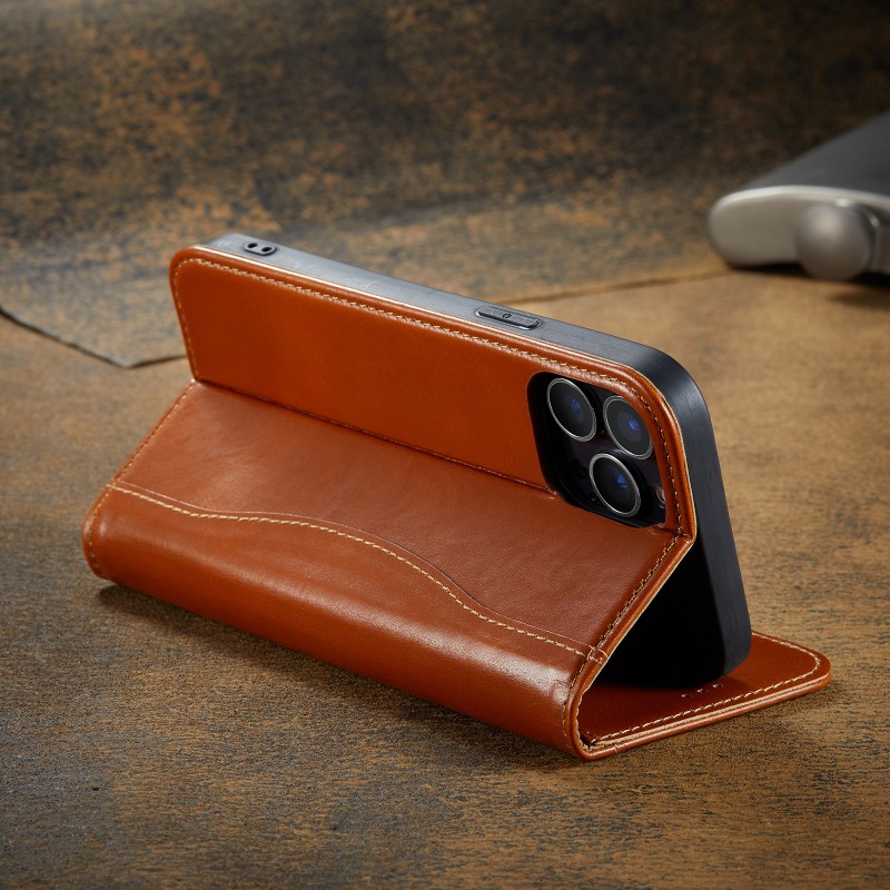 Genuine Leather Wallet-style Flip iPhone Case